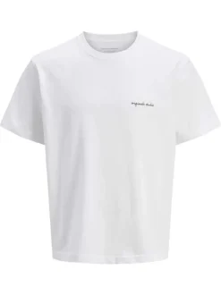T-shirt en coton blanc uni avec une coupe droite à col rond