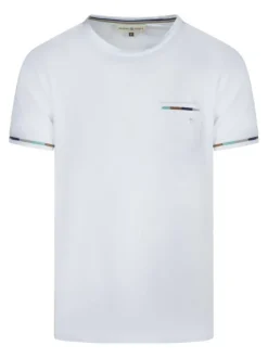 T-shirt en coton blanc uni avec une coupe droite et des manches courtes