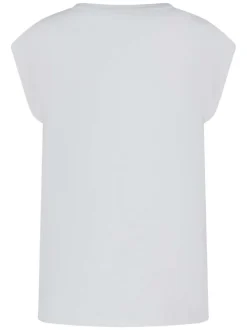 T-shirt en coton blanc uni avec une coupe droite et des manches courtes