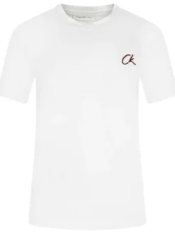 T-shirt en coton blanc uni avec une coupe droite et nom iconique