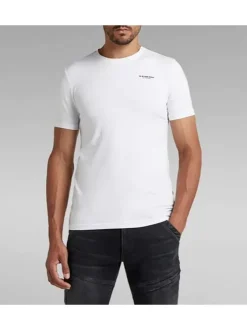 T-shirt en coton blanc uni avec une coupe droite et nom iconique
