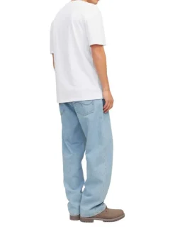 T-shirt en coton blanc uni avec une coupe droite et un col rond