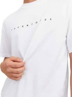 T-shirt en coton blanc uni avec une coupe droite et un col rond