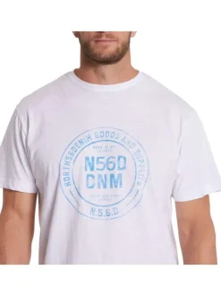 T-shirt en coton blanc uni avec une coupe droite et un col rond
