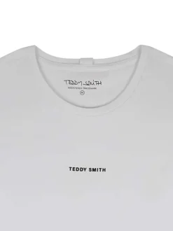 T-shirt en coton blanc uni avec une coupe droite et un col rond