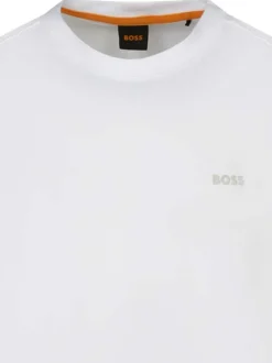 T-shirt en coton blanc uni avec une coupe droite et un col rond