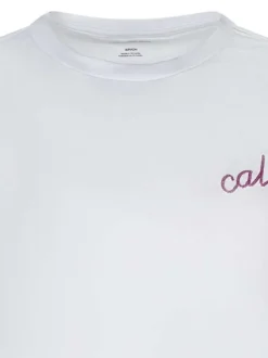 T-shirt en coton blanc uni avec une coupe droite et un col rond