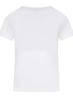 T-shirt en coton blanc uni avec une coupe droite et un col rond