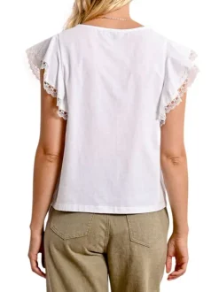 T-shirt en coton blanc uni avec une coupe droite et un col rond
