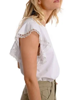 T-shirt en coton blanc uni avec une coupe droite et un col rond