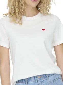 T-shirt en coton blanc uni avec une coupe droite et un col rond