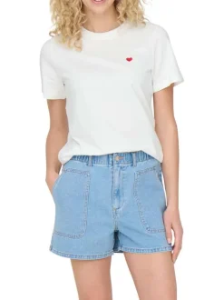 T-shirt en coton blanc uni avec une coupe droite et un col rond