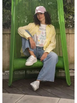 T-shirt en coton blanc uni avec une coupe droite et un col rond