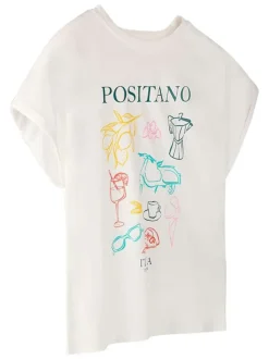 T-shirt en coton blanc uni avec une coupe droite et un col rond