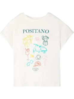 T-shirt en coton blanc uni avec une coupe droite et un col rond