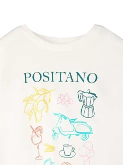 T-shirt en coton blanc uni avec une coupe droite et un col rond