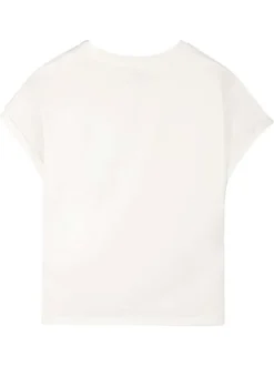 T-shirt en coton blanc uni avec une coupe droite et un col rond