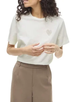 T-shirt en coton blanc uni avec une coupe droite et un col rond