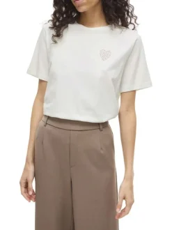 T-shirt en coton blanc uni avec une coupe droite et un col rond