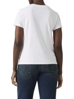 T-shirt en coton blanc uni avec une coupe droite et un col rond
