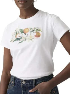T-shirt en coton blanc uni avec une coupe droite et un col rond