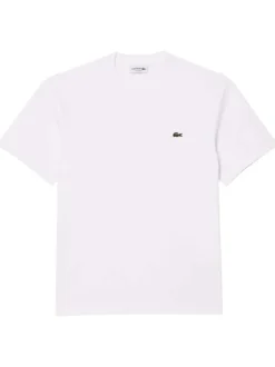 T-shirt en coton blanc uni avec une coupe droite et un col rond