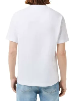 T-shirt en coton blanc uni avec une coupe droite et un col rond