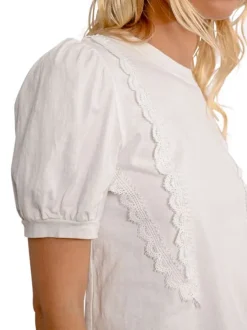 T-shirt en coton blanc uni avec une coupe droite et un col rond