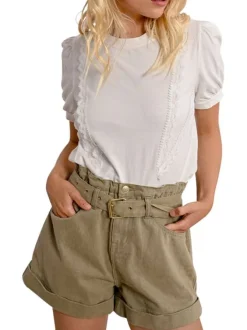 T-shirt en coton blanc uni avec une coupe droite et un col rond