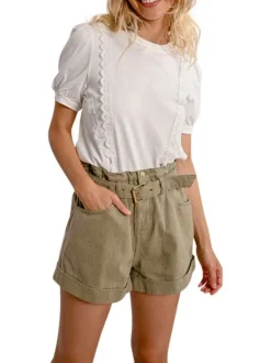 T-shirt en coton blanc uni avec une coupe droite et un col rond