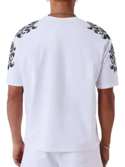 T-shirt en coton blanc uni avec une coupe droite et un col rond