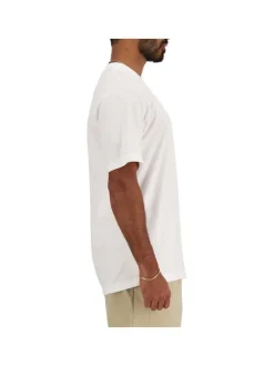 T-shirt en coton blanc uni avec une coupe droite et un col rond