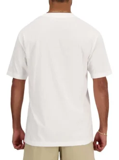T-shirt en coton blanc uni avec une coupe droite et un col rond