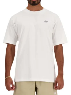 T-shirt en coton blanc uni avec une coupe droite et un col rond
