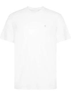 T-shirt en coton blanc uni avec une coupe droite et un col rond
