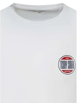 T-shirt en coton blanc uni avec une coupe droite et un col rond