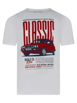 T-shirt en coton blanc uni avec une coupe droite et un col rond