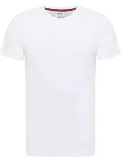 T-shirt en coton blanc uni avec une coupe droite et un col rond