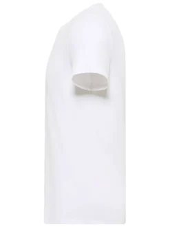 T-shirt en coton blanc uni avec une coupe droite et un col rond