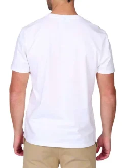 T-shirt en coton blanc uni avec une coupe droite et un col rond
