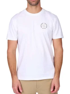 T-shirt en coton blanc uni avec une coupe droite et un col rond