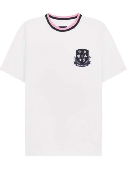 T-shirt en coton blanc uni avec une coupe droite et un col rond
