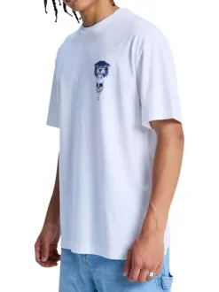 T-shirt en coton blanc uni avec une coupe droite et un col rond