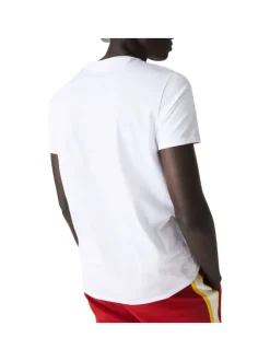 T-shirt en coton blanc uni avec une coupe droite et un col rond