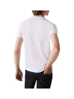 T-shirt en coton blanc uni avec une coupe droite et un col rond