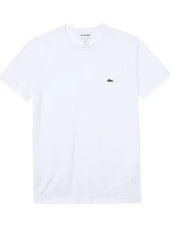 T-shirt en coton blanc uni avec une coupe droite et un col rond