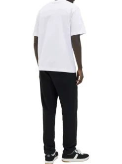 T-shirt en coton blanc uni avec une coupe droite et un col rond