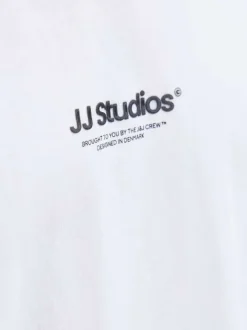 T-shirt en coton blanc uni avec une coupe droite et un col rond