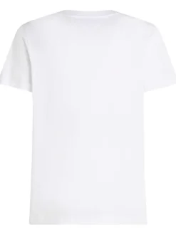 T-shirt en coton blanc uni avec une coupe droite et un col rond