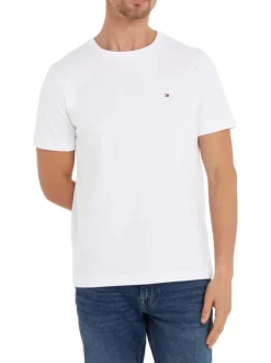 T-shirt en coton blanc uni avec une coupe droite et un col rond